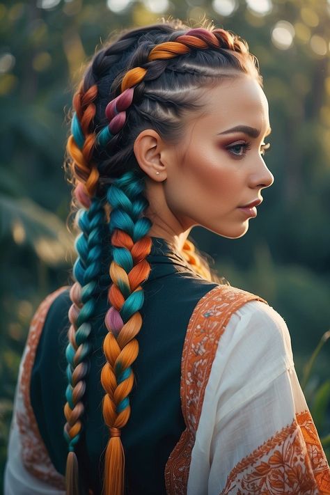 Top 30 Bohemian Goddess Braid Styles: From Classic Long Bobs to Edgy Red Butt-Length Braids 9 Top 30 Bohemian Goddess Braid Styles: From Classic Long Bobs to Edgy Red Butt-Length Braids Hippy Braids, Burn Outfits, Goddess Braid Styles, Sunkissed Hair Brunette, Rave Braids, Cool Easy Hairstyles, Boho Chic Hairstyles, Hippie Braids, Festival Braids