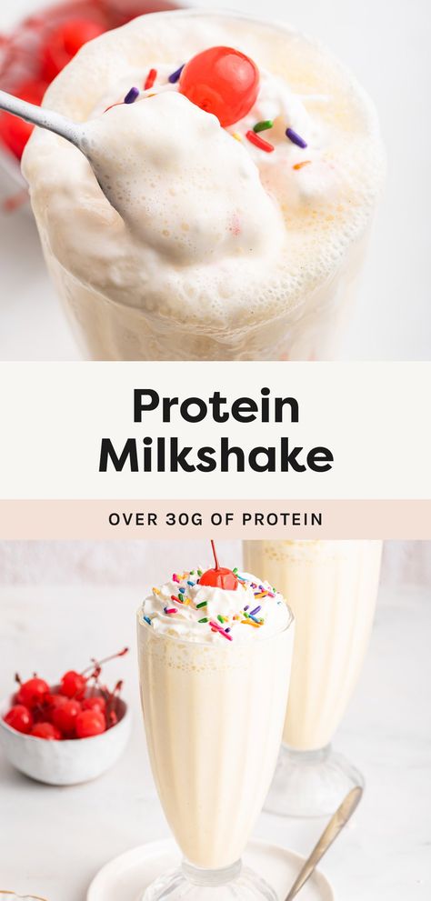 Protein Milkshake High Protein Milkshake, Cookie Dough Bark, Malt Milkshake, Healthy Milkshake, Protein Milkshake, Milkshake Flavours, Healthy Dessert Options, Vanilla Protein Shakes, 30 Grams Of Protein