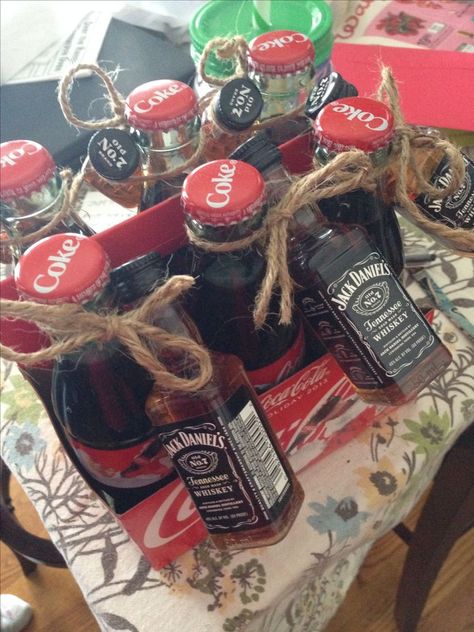 Guys diy gift ideas Jack And Coke, Raffle Basket, Raffle Baskets, Christmas Gifts For Boyfriend, Christmas Gift Basket, Christmas Gift Baskets, Jar Gifts, Homemade Christmas, 21st Birthday