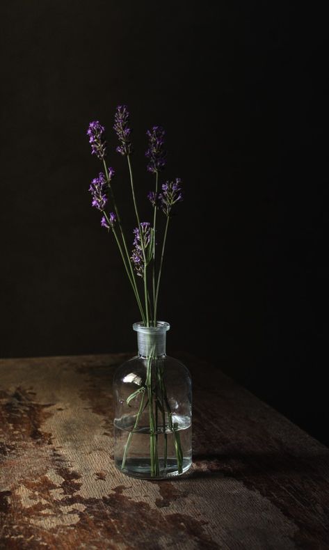 Still life photography Lavender Still Life Photography, Still Life Studio Photography, Glass Still Life Photography, Ghost Photography, Products Photography, Pot Still, Still Life Photos, Beauty Products Photography, Black Backdrops