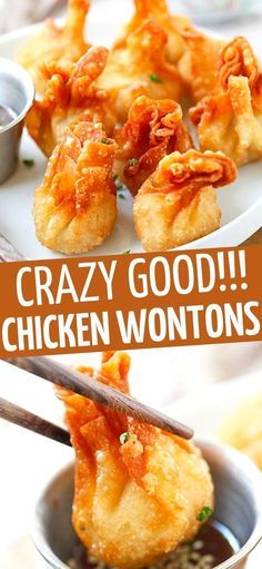 Chicken Wontons - The best and easiest fried chicken wontons ever! Takes 20 mins to make including wrapping. Super crispy and yummy recipe to make at home. Ground Chicken Wonton Recipes, Chinese Wontons, Recipe Menu, The Best Fried Chicken, Chicken Wontons, Best Fried Chicken, Won Ton, Wonton Recipes, Wontons