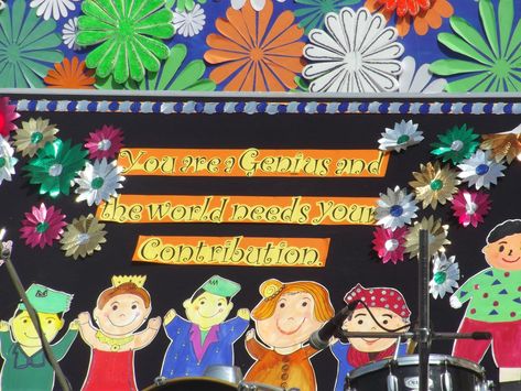 School function decoration ideas / paper craft / bulletin board decoration / children's day board decoration Function Decoration Ideas, Kindergarten Syllabus, Bulletin Board Decoration, School Function, Bulletin Board Decor, Board Decoration, Children's Day, Display Board, Bulletin Board