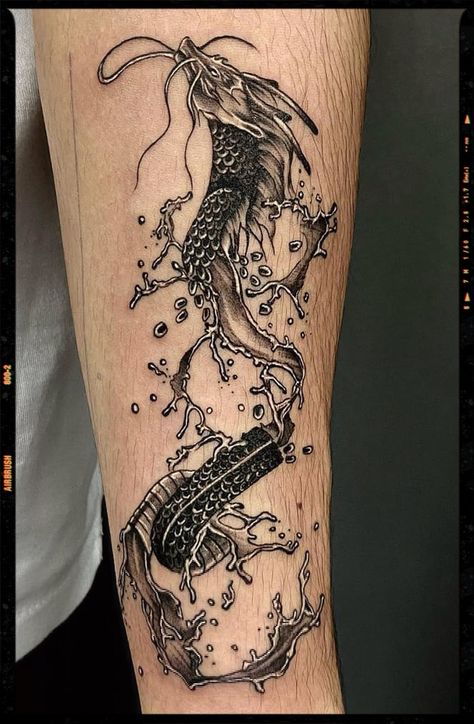 Japanese Water Dragon Tattoo, Sea Serpent Tattoo, Fierce Animal Tattoos, Sea Dragon Tattoo, Meaningful Animal Tattoos, Green Dragon Tattoo, Water Dragon Tattoo, Dragon Thigh Tattoo, Lioness Tattoo Design