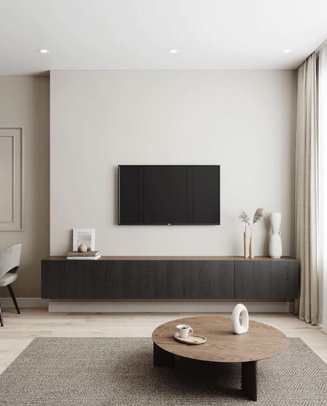 Modern Tv Console Design, Tv Console Bedroom, Decor Tv Console, Tv Console Ideas, Living Room Tv Console, Tv Console Living Room, Console Bedroom, Beige And Grey Living Room, Tv Console Decorating