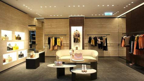 #Retail Store Sitting Area, Minimal Store, Small Shop Interior, Fendi Shop, Glamorous Decor, Interior Design Pictures, Boutique Interior Design, Decor Ikea, Chanel Store