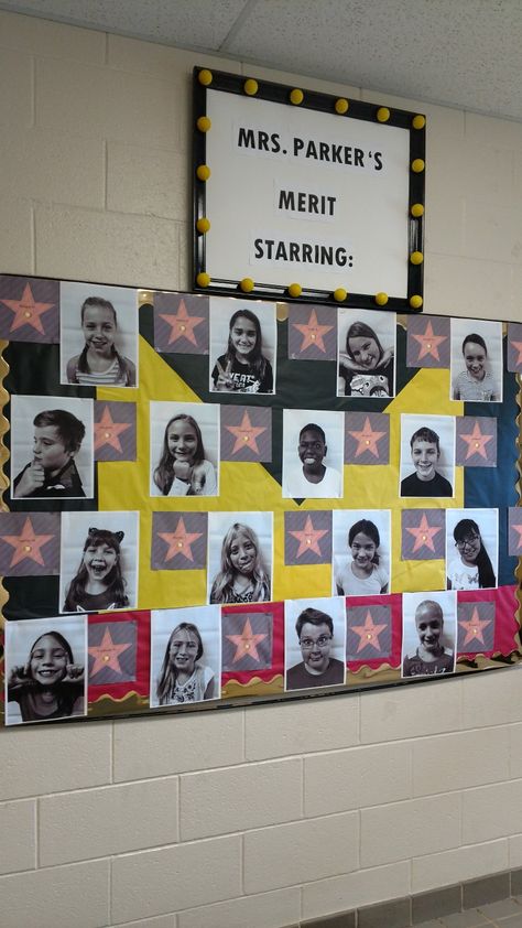 Wall Of Fame Classroom Display, Hollywood Graduation, Walk Of Fame Stars, Theater Classroom, Fame Ideas, Theatre Classroom, Grad 2023, Theater Room Decor, Graduation 2024