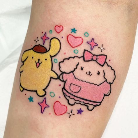 Pompompurin Tattoo, Funky Tattoos, Hello Kitty Tattoos, Cute Tats, Kawaii Tattoo, Sweet Tattoos, Small Tattoos Simple, Cute Tiny Tattoos, Funny Tattoos