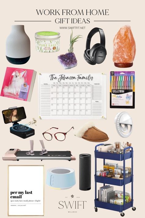 90 Practical Gifts for People Working from Home (That They’ll Actually Use!) | Swift Wellness Gifts For Work From Home, Vision Board Gift Ideas, Home Office Gifts, Work From Home Gift Ideas, Best Office Gifts, Office Gift Ideas, Home Meaning, Wellness Kit, Purple Pajamas