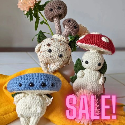 It's time to get your favorite mushroom sprite pattern! 🍄 I've reached out 2000 etsy sales this week and as a way to celebrate, I've decided to run a huge sale! It's the perfect occasion to crochet new patterns and produce for your upcoming market 😊 #crochetspring #mushroomsprite #mushroompattern #mushroomart #crochetaddicts #craftfair #crochetfairy #whimsicalpatterns #cottagecorestyle #crochetpatterdesigner #🍄 #amigurumikawaii #kawaiimushroom Mushroom Sprite, Crochet Fairy, Cottagecore Style, Mushroom Art, Huge Sale, Etsy Sales, Craft Fairs, Stuffed Mushrooms, Amigurumi