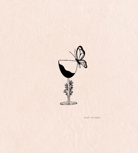 Wine Finger Tattoo, Small Tattoos Wine Glasses, Wine Glass Tattoo Ideas, Wine Glass With Flowers Tattoo, Vine Glass Tattoo, Wine Flash Tattoo, Wine Cork Tattoo, Matching Wine Glass Tattoo, Strawberry Wine Tattoo