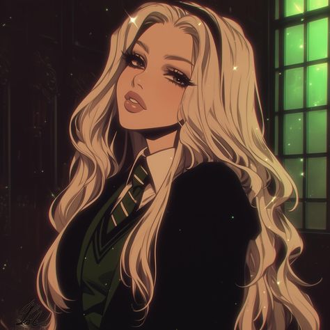 Hogwarts Oc Art, Hogwarts Oc, Female Harry Potter, Harry Potter Oc, Female Oc, Sailor Moon Wallpaper, Slytherin Aesthetic, Oc Art, Dark Art Drawings