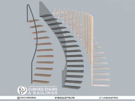 Sims 4 Cc Curved Stairs, Sims 4 Curved Stairs, Sims 4 Cc Ladder, Sims 4 Stairs Cc, The Sims 4 Pack, Curved Stairs, Witchy House, Stair Ladder, Sims 3 Cc Finds