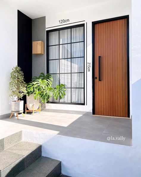 Small House Minimalist, Pintu Aesthetic, Lantai Carport, Small Apartment Building Design, Pintu Aluminium, Pintu Interior, House Structure Design, Door And Window Design, Small Apartment Building