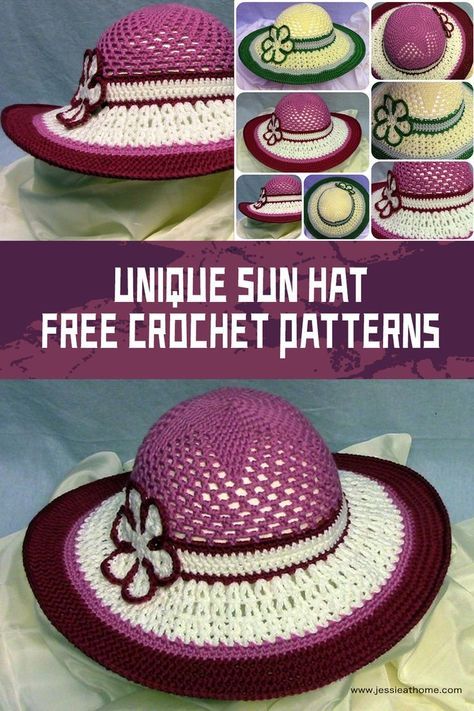 #freecrochetpatterns #crochethat Summer is here, and it’s the perfect time to show off your unique style with a crocheted sun hat...and we’ve rounded up some of the best ones to inspire you Crochet Sun Hat Free Pattern, Sunflower Granny Square Pattern, Crocheted Sun, Crochet Lanyard, Sunflower Granny Square, Fun Hats, Crochet Sun, Pattern Home Decor, Chemo Hats