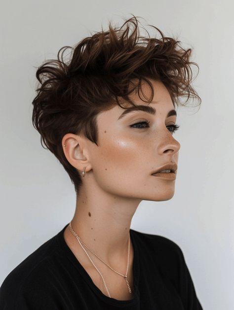 Queer Undercut, Lesbian Haircut Short, Short Hairstyle Women Fine Hair Low Maintenance, Thick Short Hair Cuts, Funky Pixie Cut, Androgynous Haircut, Pixie Haircut Ideas, Pixie Haircut Styles, Androgynous Hair