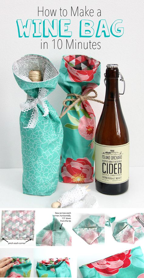 Tutorial: Make a Wine Bag in 10 Minutes Wine Bag Pattern, Wine Purse, Holiday Hand Towels, Wine Bottle Gift Bag, Wine Bottle Covers, Wine Bottle Bag, Wine Bottle Gift, Make Tutorial, Wine Gift Bag