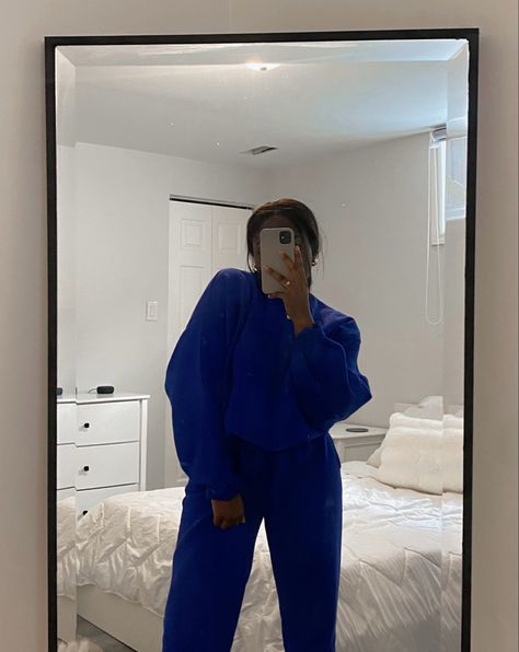 new fav sweatsuit | aritzia cobalt blue, aritzia cobalt blue sweatsuit, aritzia cobalt blue crew neck sweatsuit, tna cobalt blue sweatsuit, tna cobalt blue cozy fleece mega sweatpants, tna cobalt blue cozy fleece boyfriend sweatshirt, matching set outfit, blue tracksuit, blue sweatsuit outfit, comfy winter outfits, mirror picture inspo, hoodie inspo, sweatpant inpso, aritzia outfit inspo Blue Sweatsuit Outfit, Blue Sweatsuit, Aritzia Outfit, Comfy Winter Outfits, Matching Set Outfit, Sweatsuit Outfit, Boyfriend Sweatshirt, Blue Tracksuit, Comfy Outfits Winter