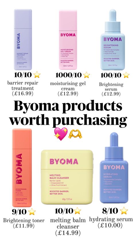 Byoma products worth purchasing #byoma #skincare #glassskin #affordable Teen Skincare Routine, Byoma Skincare, Regular Skin Care Routine, Clean Blackheads, Sephora Skin Care, Best Skin Care Routine, Perfect Skin Care Routine, Skin Blemishes, Pretty Skin Care