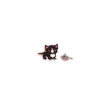 Black & White Tuxedo Cat Gray Mouse Beading Pattern Brick Tiny Brick Stitch Patterns, Black White Tuxedo, Anniversaire Diy, Beads Craft Jewelry, White Tuxedo, Jewerly Beads, Brick Stitch Pattern, Quilling Paper Craft, Cat Mouse