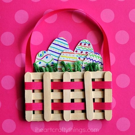 Craft Sticks Mini Easter Basket Craft Easter Basket Craft, Mini Easter Basket, Easter Basket Crafts, Fun Easter Crafts, Diy Popsicle, Craft Sticks, Stick Crafts, Basket Crafts, Easy Easter Crafts