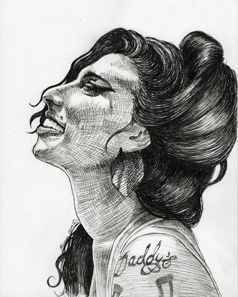 Her Playlist, Portrait Challenge, Cholo Art, Art Noir, Easy Doodle Art, Amy Winehouse, Sketch Painting, High Art, Arte Animal