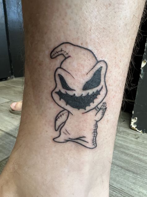 Oogie Boogie Tattoo Cute, Jack And Oogie Boogie Tattoo, Nightmare Before Christmas Tattoo Oogie Boogie, Oogie Boogie Flash Tattoo, Oogie Boogie Man Tattoo, Simple Nightmare Before Christmas Tattoos, Cute Oogie Boogie Tattoo, Oogey Boogey Tattoo, Boogieman Tattoo