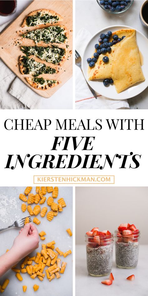 Need cheap meals to make with less than five ingredients? Here are some easy five ingredient recipes you can make at home! This list uses five ingredients (or less!) for every recipe. Great easy recipes for breakfast, lunches, dinners, and even snacks. Here are some simple five ingredient recipes you can make at home. #fiveingredients #5ingredients #fiveingredientrecipes #fiveingredientdinners #fiveingredientrecipeshealthy Five Ingredient Recipes, Cheap Meals To Make, Easy Recipes For Breakfast, Three Ingredient Recipes, Food Meaning, Turmeric Health, Meals To Make, Easy Guacamole, 20 Minute Recipes