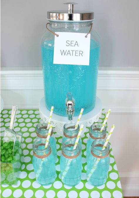 Sea Theme For Birthday, Sealife Party Ideas, Jellyfish Party Decor, Birthday Party Ocean Theme, Mermaids And Sharks Birthday Party Decorations, Under The Sea Candy Table Ideas, Sea Turtle Food Ideas, Ocean Themed Brunch, Aquatic Party Theme