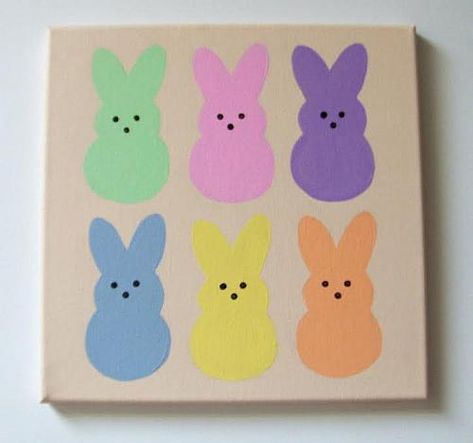 Easter Peeps® Pastel Painting - Project by DecoArt Easter Canvas Painting, Monthly Bujo, Summer Arts And Crafts, Easter Canvas, Easter Paintings, Easter Gathering, Easter Desserts, Sponge Painting, Puff Paint