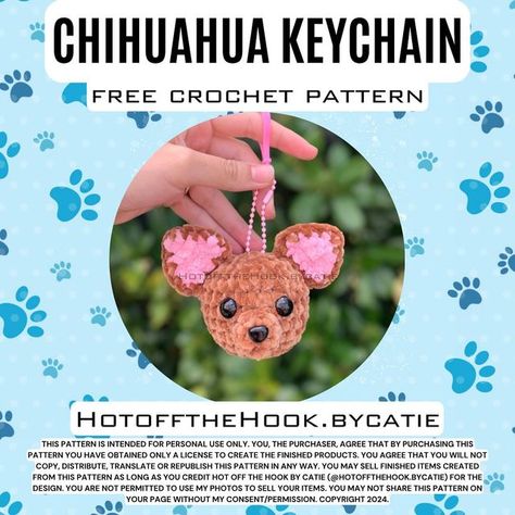 Catie Ulrich-Rentz on Instagram: "🐾FREE CROCHET PATTERN 🐾  I’m so excited to finally share my little chihuahua keychain pattern with y’all! Thank you so so much for all the love & support. It’s such a huge milestone hitting 8k followers. And it truly won’t be possible without all you! I hope you love this pattern as much as I loved creating it for y’all. Enjoy & please tag me if you make one, I love seeing your makes!   This pattern is listed on ribblr for free & the pdf is also available online for $1 if you’d like to purchase your own copy 🫶🏼 **this pattern is here for free, it should not be posted on another page but this Instagram page**  •••  Go give my testers a follow & check out their little puppies! They all were just so amazing.  @cableandcanvas  @mamascozycorner  @plushc.the Keychain Patterns, Keychain Pattern, Quick Crochet Patterns, Crochet Business, Acrylic Keychains, Quick Crochet, Adult Crafts, Crochet Animal Patterns, Crochet Keychain