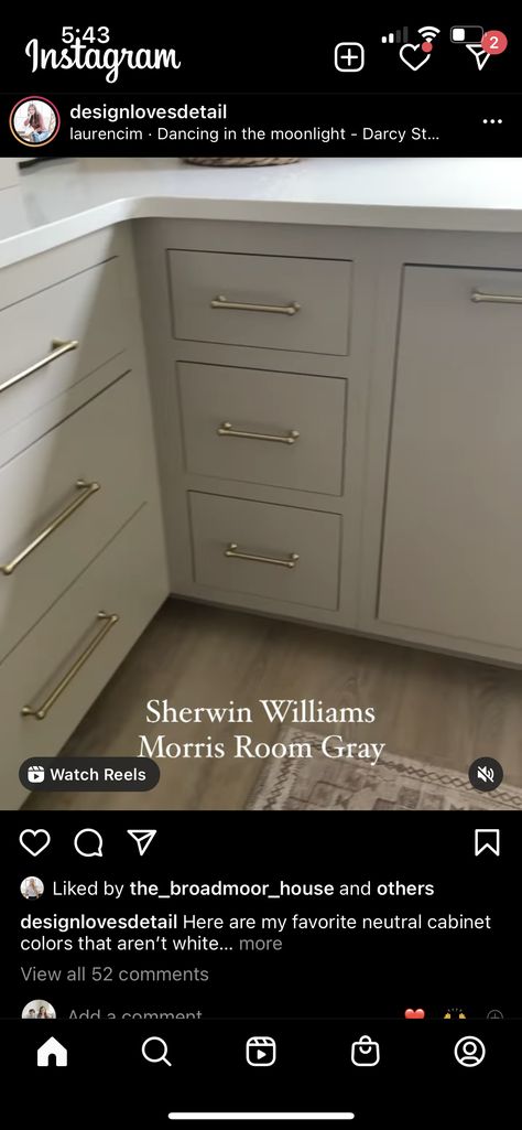 Morris Gray Sherwin Williams, Morris Room Gray Sherwin Williams, Morris Room Grey Sherwin Williams, Morris Room Grey, Neutral Cabinets, Dining Room Accent Wall, Sherwin Williams Gray, Accent Wall Colors, Room Accent Wall