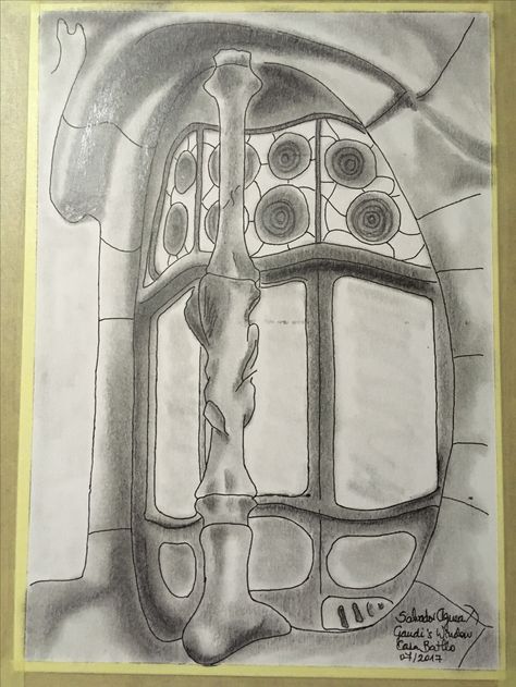 Casa Batllo Sketch, Gaudi Architecture Drawing, Antoni Gaudi Drawings, Casa Batllo Drawing, Anthony Gaudi, Antoni Gaudi Art, Casa Battlo, Gaudi Art, Gaudi Architecture