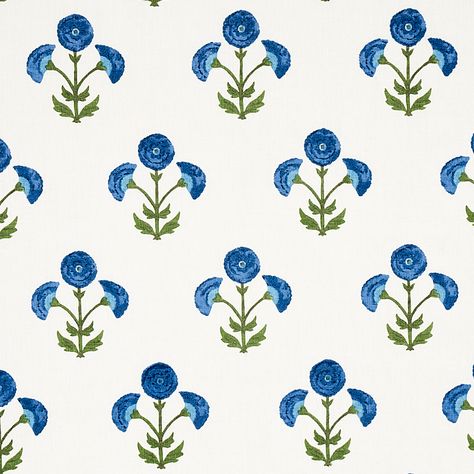 SARANDA FLOWER EMBROIDERY Blue And White Block Print Wallpaper, Mcm Bathroom, Royal Wallpaper, Wallcovering Pattern, Schumacher Wallpaper, Schumacher Fabric, Royal Colors, Embroidery Fabric, English Cottage