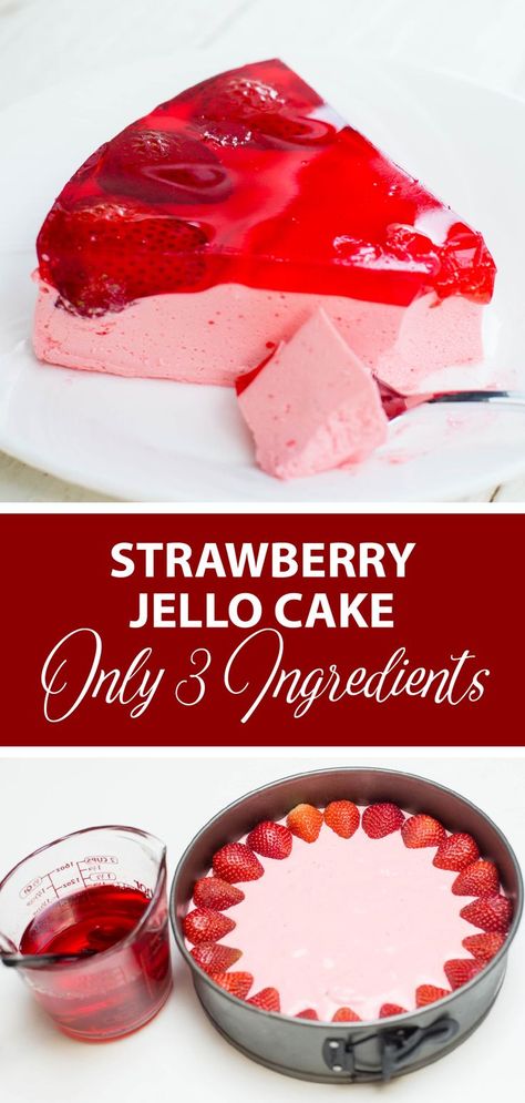 Strawberry Jello Cake, Jello Mold Recipes, Jello Dessert Recipes, Jelly Desserts, Sugar Free Jello, Jello Cake, Jello Desserts, Make A Cake, Strawberry Jello