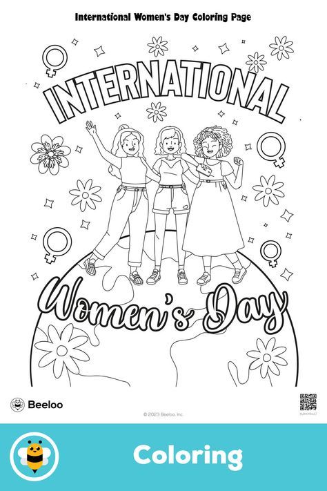 Advanced international women's day-themed coloring page for kids ages 7 and up. Featuring: Women's Day Coloring Pages, Womens Day Theme, Coloring Template, Free Coloring Sheets, International Women’s Day, International Women's Day, Printable Crafts, Just A Reminder, Leisure Time