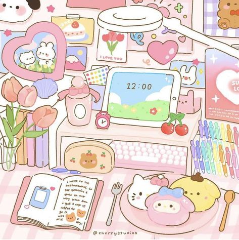 Cute Room, Paper Dolls Diy, Cute Food Drawings, Cute Doodles Drawings, Cute Cartoon Drawings, Dessin Adorable, Cute Little Drawings, Kawaii Wallpaper, Cute Backgrounds