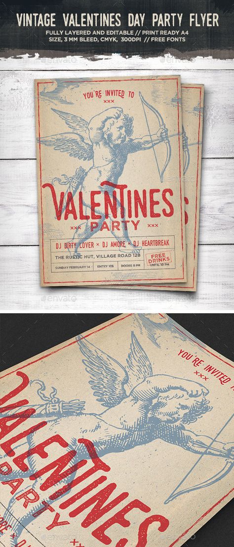 Cupid Poster Design, Vintage Love Illustration, Vintage Love Poster, Valentine’s Day Flyer Design, Valentines Day Event Poster, Valentine Event Poster, Valentines Flyer Design, Valentine's Day Poster Design Ideas, Vintage Valentines Party