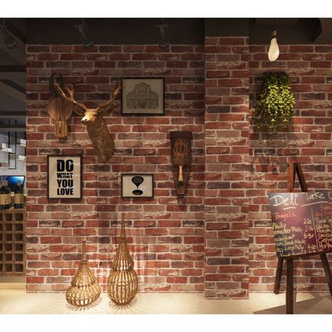 Flat Faux Brick Stone Wallpaper Roll 3D Effect Blocks Vintage Home Decoration Multi Countryside Red - Walmart.com - Walmart.com Red Brick Wallpaper, Faux Brick Walls, Office Wallpaper, Floor Wallpaper, Stone Wallpaper, Brick Texture, Brick Exterior House, Faux Brick, Brick Wallpaper