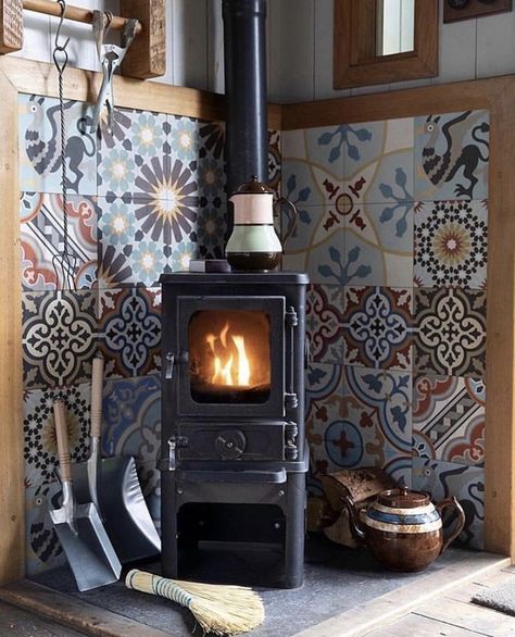 Stove Surround, Corner Wood Stove, Wood Stove Surround, Foyer Room, Stove Decor, Stove Design, Small Wood Burning Stove, Wood Stove Hearth, Wood Burning Stoves Living Room