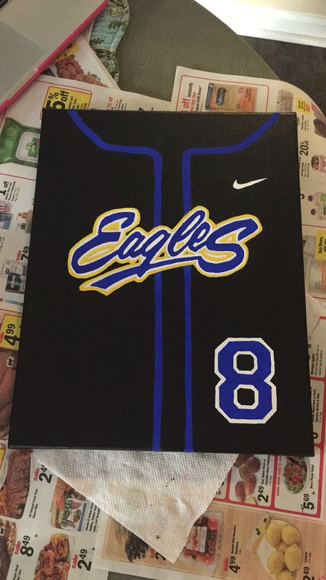 Baseball jersey canvas painting Basketball Canvas Painting, Basketball Painting, Baseball Painting, Baseball Canvas, Ball Painting, Football Canvas, Sports Painting, Painting Canvases, Canvas Drawings