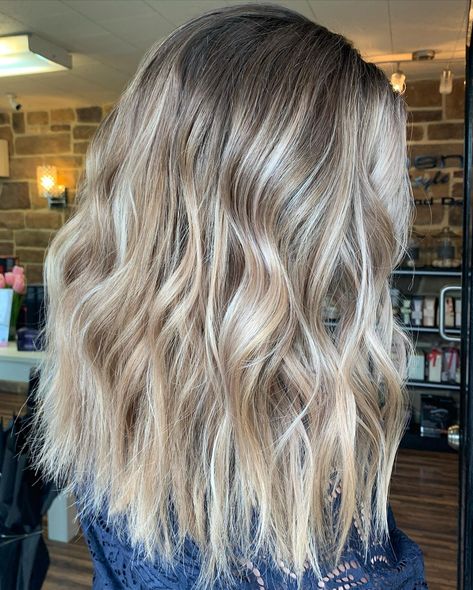 Soft sandy blonde with a neutral root melt painted by Jasmine! Call 410-795-9465 to reserve today! #blonde #blodenhair #highlights #balayage #shadowroot #rootmelt #eossalon #eldersburgmaryland #marylandsalon Blonde Babylights With Shadow Root, Blonde Balayage Side Part, Blonde Highlight With Shadow Root, Blonde With Melted Roots, Blonde Root Melt Balayage, Smudge Root Blonde With Lowlights, Blonde Highlights With Root Melt, Full Highlights Blonde On Brown Hair With Shadow Root, Spring Blonde Hair Balayage