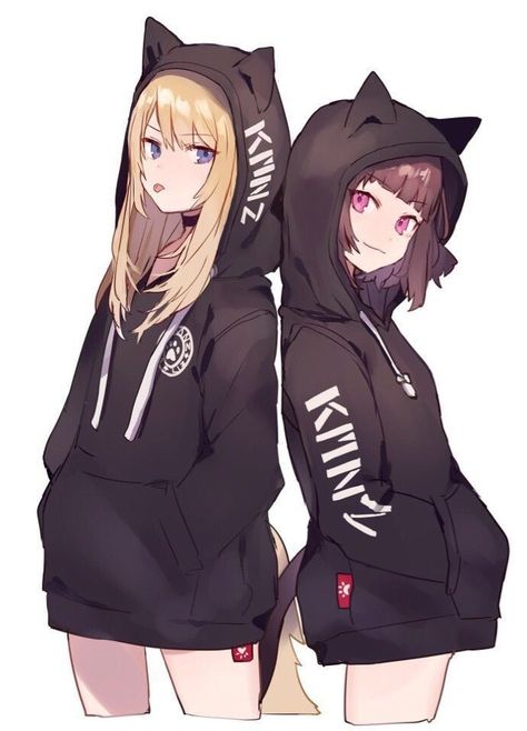 Best Friend Match, Cute Cat Drawing, Body Base Drawing, Friends Wallpaper, Friend Anime, Bff Pictures, Dessin Adorable, Cartoon Jokes, Anime Best Friends