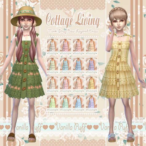 Sims 4 Children Cc, Cottage Core Clothes, Sims 4 Cottage, Los Sims 4 Mods, Kids Maxi, Sims 4 Cc Kids Clothing, Pelo Sims, Sims 4 Children, Sims 4 Dresses