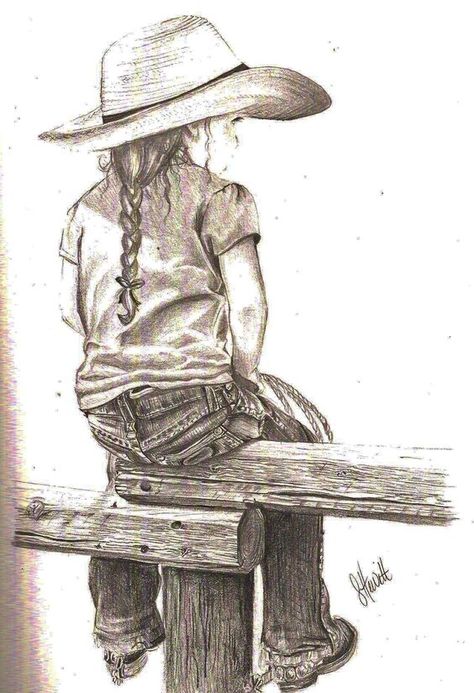 my latest drawing.... with 4 little cowgirls of my own, I have great inspiration. "Little Cowgirl" | cowgirl art | | cowgirl painting | #cowgirlart #cowgirlpainting http://www.islandcowgirl.com Drawing Of People Sitting, Drawing Ideas Western, Cowgirl Drawings, Country Sketches, Western Drawing Ideas, Western Art Drawings, Drawing Cowboy, Cowgirl Drawing, Country Drawings