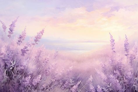 Lavender Landscape Wallpaper, Lavender Aesthetic Landscape, Painting Of Lavender, Lavender Border, Backgrounds Landscape, Wallpapers Abstract, Lilac Wallpaper, Lavender Wall, Purple Flowers Wallpaper