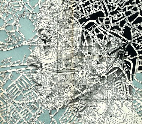 For my project I need to find relevant street maps and recreate them in a interesting, artistic way. It should depict how visitors see and experience the areas. Conventional maps can be very grey a... Ed Fairburn, Map Portrait, Maps Design, A Level Art, Illustrated Map, Vintage Maps, A Drawing, Art Plastique, City Map