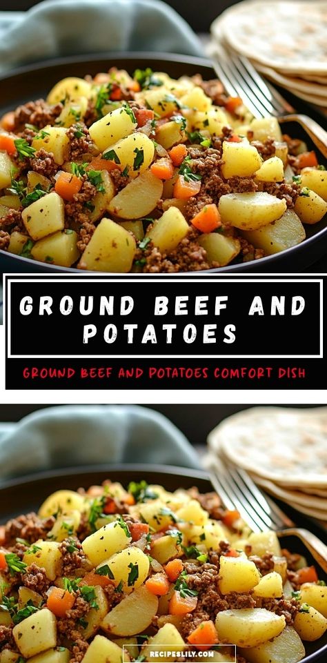 I'm excited to share my favorite comfort dish: Ground Beef and Potatoes! This hearty meal combines savory ground beef with tender potatoes and colorful veggies, all seasoned to perfection. It's perfect for a family dinner or cozy nights in. Try it out and enjoy every bite! Ground Beef And Potatoes Recipes, Beef And Potatoes Recipes, Beef With Broccoli Recipe, Meat And Potatoes Recipes, Cooking With Ground Beef, Healthy Ground Beef, Ground Beef And Potatoes, Potatoes Recipes, Beef And Potatoes