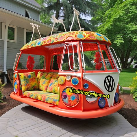 Combi Hippie, Kombi Trailer, Van Volkswagen, Volkswagen Type 2, Hippie Bus, Vintage Vw Bus, Car Furniture, Porch Swings, Combi Volkswagen