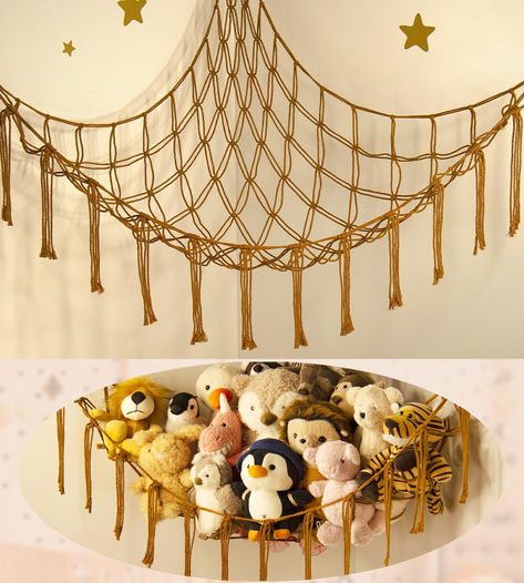 Stuffed Animal Hammock-Large Stuffed Animal Net For Toys Corner-Hanging Stuff Animal Toy Storage Organizer For Plush Plushie Display Caramel Toy Storage Girl Room Bedroom Boho Nursery Decor Plushie Display, Hammock Storage, Stuffed Animal Storage Ideas, Girl Toy Storage, Storage Hammock, Animal Hammock, Toy Corner, Stuffed Animal Net, Hanging Net