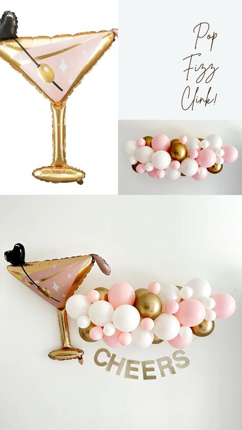 Sip, Sip, Hooray! Elevate your celebration with our Cheers Party Collection featuring the star of the show – our fabulous Martini Glass Balloon! 🍸✨ Shake things up and add a touch of sophistication to your soirée. Here's to laughter, joy, and unforgettable memories! 🥂✨ #CheersParty #MartiniMagic #CelebrateInStyle #PartyTime #BalloonDecor #RaiseAGlass #ToastToJoy #SipSipHooray #PartyEssentials #PinterestParty Martini Balloon Arch, Cheers Balloons, Martini Party Ideas Decoration, Martini 30th Birthday, Martinis And Bikinis Bachelorette Decor, Martini Birthday Party Theme, Gold Theme Party, Martini Party, Rose Gold Theme